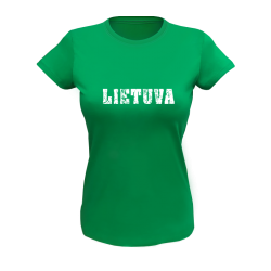 Marškinėliai moterims su Lietuvos vėliavėle ant nugaros